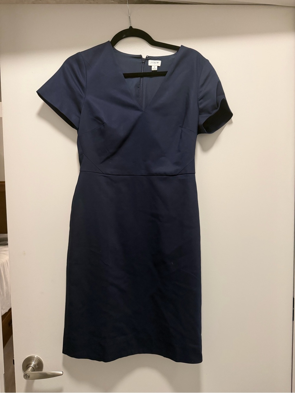 J. Crew Navy Short-Sleeve Midi Sheath Dress